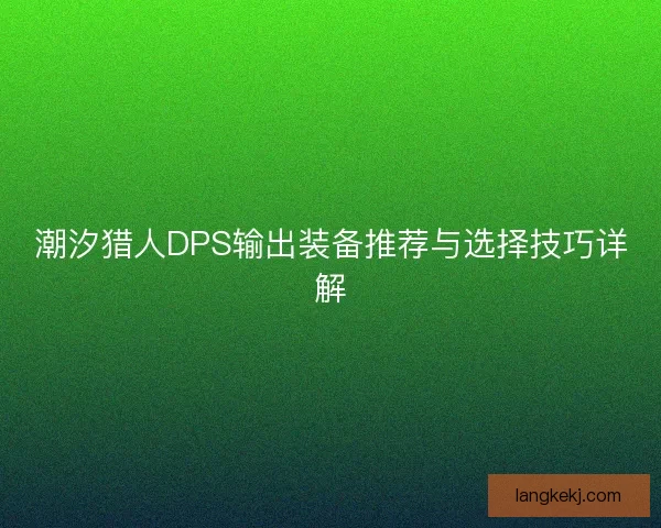 潮汐猎人DPS输出装备推荐与选择技巧详解