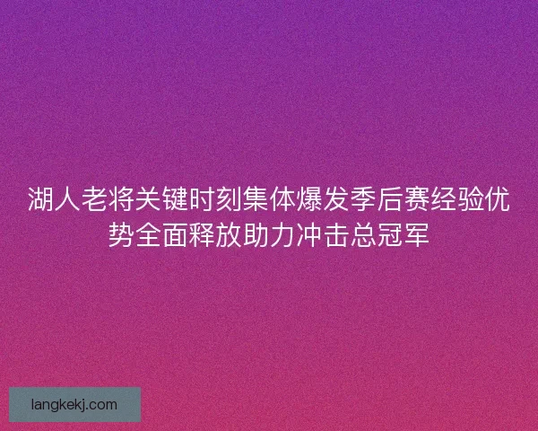 湖人老将关键时刻集体爆发季后赛经验优势全面释放助力冲击总冠军