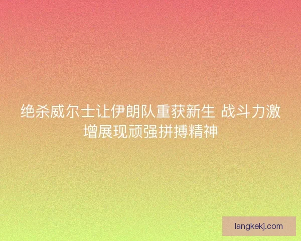绝杀威尔士让伊朗队重获新生 战斗力激增展现顽强拼搏精神